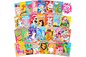 GEEFUUN 28PCS Coloring Books for Kids Ages 2-4,4-8 - Small Size Birthday Party Favors Gifts Goodie Bags Stuffer Fillers School Classroom Activity Includes Unicorn, Mermaid, Alpaca Design(5.2" x 7.13")