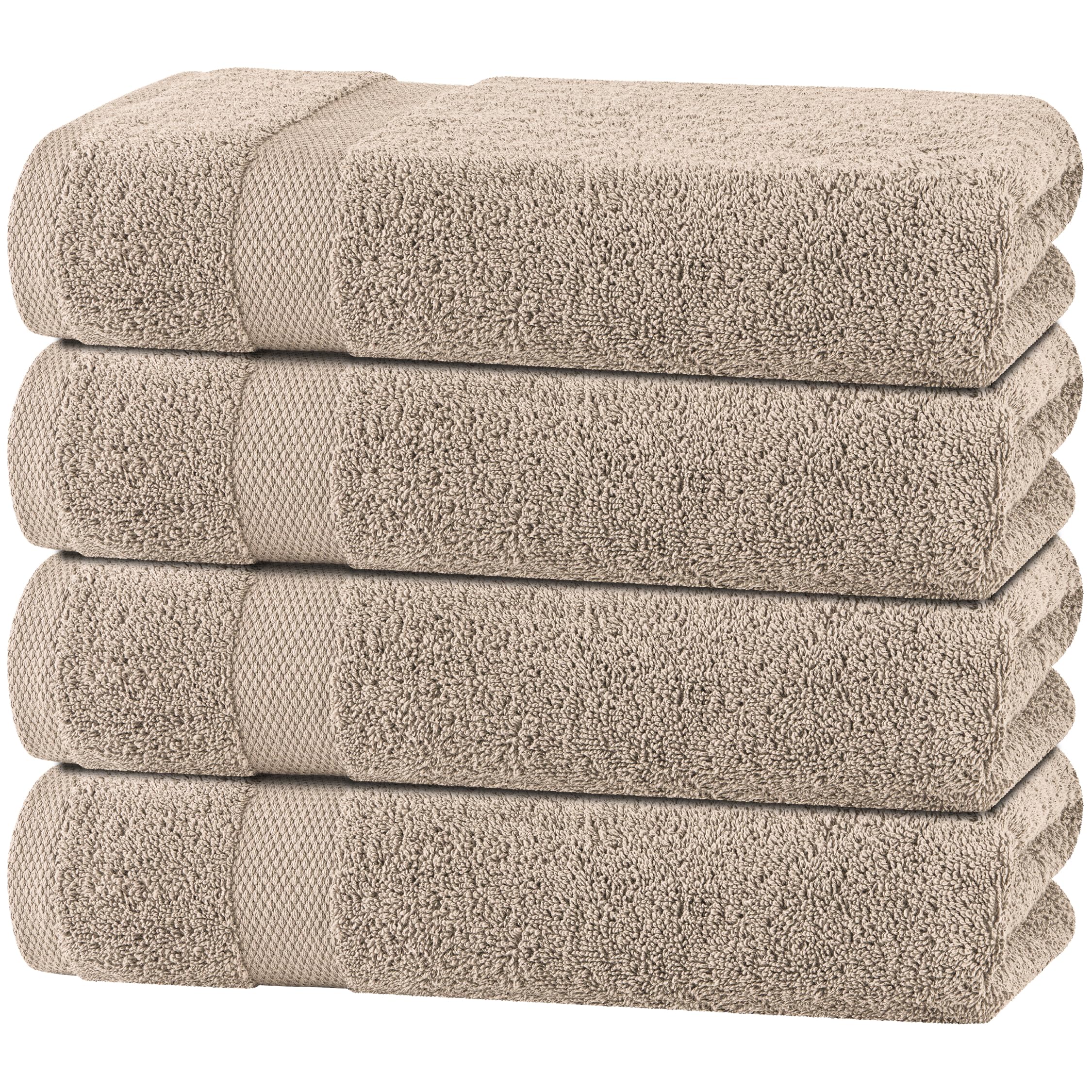 Wealuxe Taupe Bath Towels 27x54 Inch, Cotton Towel Set for Bathroom, Hotel, Gym, Spa, Soft Extra Absorbent Quick Dry 4 Pack