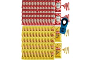 200 Count – 100 Heinz 9g Ketchup Packets & 100 French’s Mustard Packets – Bundle with CMC Products Bag Clip - Packaged by CMC Products