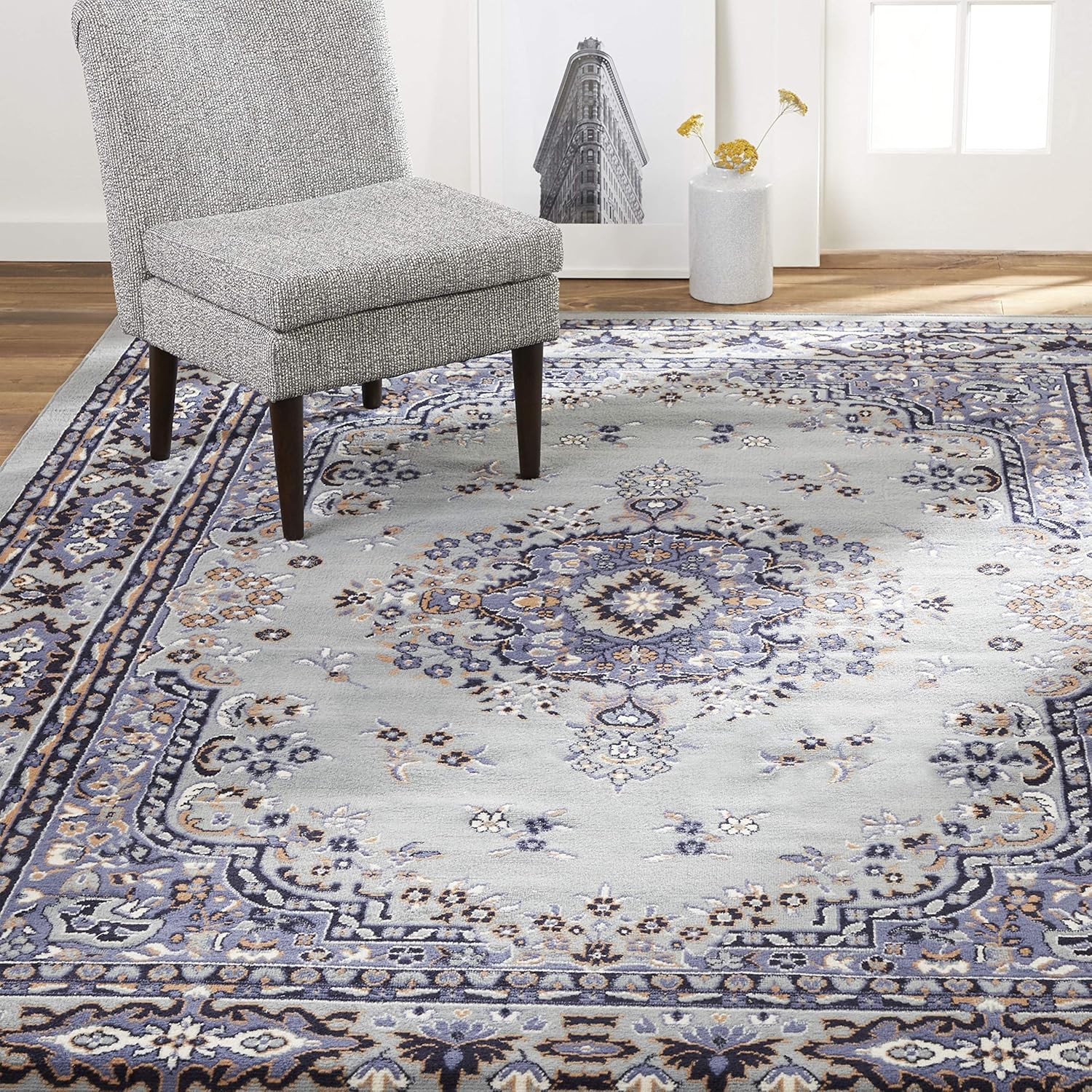 Home Dynamix Premium Sakarya Traditional Area Rug, Oriental Silver/Blue 21