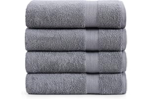 LANE LINEN 100% Cotton 4 Pack Bath Sheets (35"x66") - Highly Absorbent, Super Soft & Durable Extra Large Towel Sets - Fade Resistant, Machine Washable - Oversized Luxury Bathroom Towels - Cool Grey