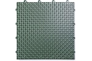 Big Floors DuraGrid Outdoor Modular Deck Tiles, Interlocking, Slip-Resistant, Self-Draining, Durable Plastic Flooring, Easy Install, UV & Water Resistant, Made in USA, 40 Pack, Green