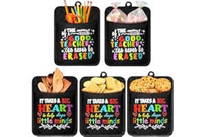 GROBRO7 5Pcs Teacher Appreciation Gift Pot Holders It Takes a Big Heart to Help Shape Little Minds Cotton Pocket Potholder Microwave Oven Mitt Thank You Teachers Gifts for Back to School Graduation