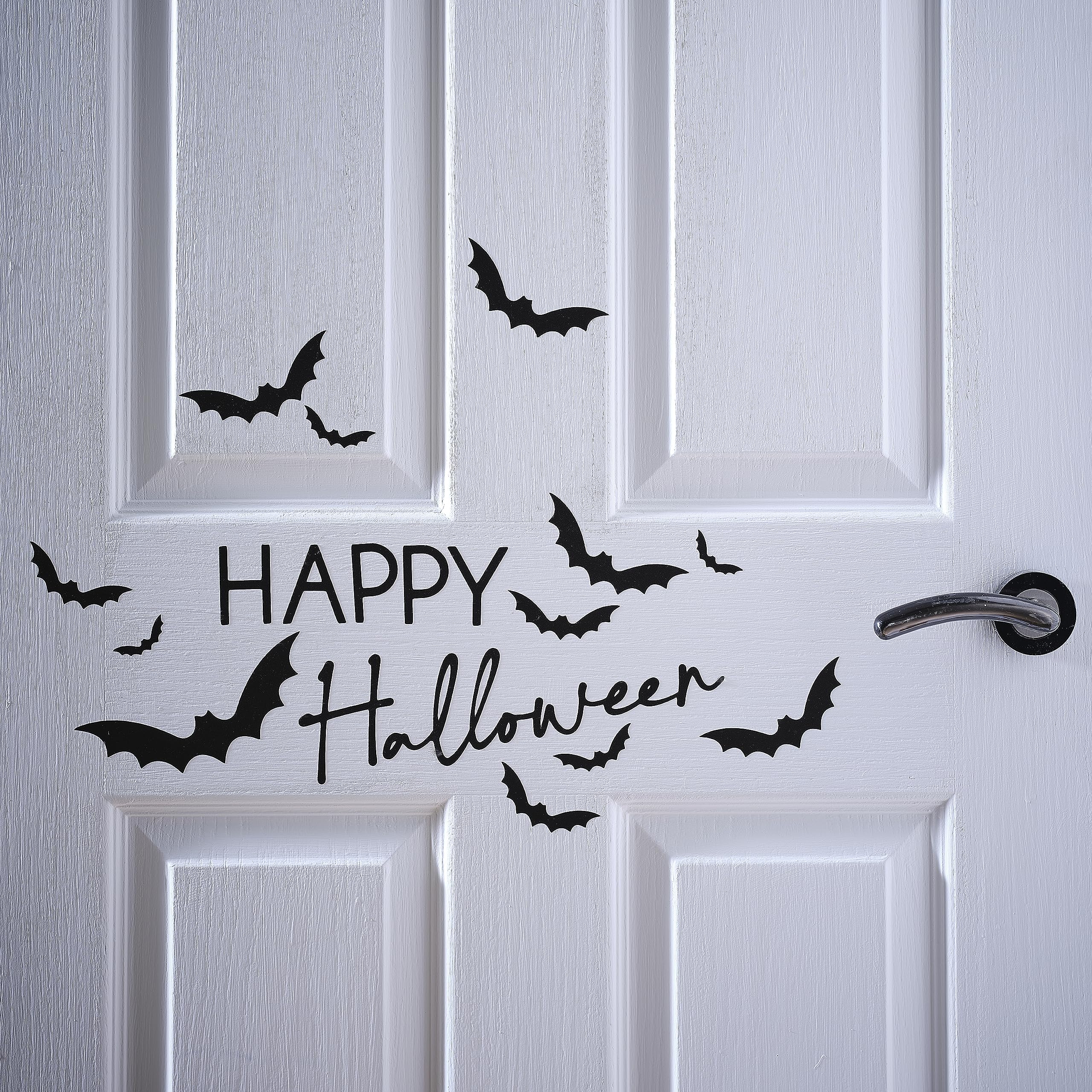 Ginger Ray Happy Halloween Slogan Decoration with Bats Door Stickers Set