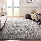 SAFAVIEH Vintage Collection Area Rug - 9' x 12', Blue, Oriental Distressed Viscose Design, Ideal for High Traffic Areas in Li