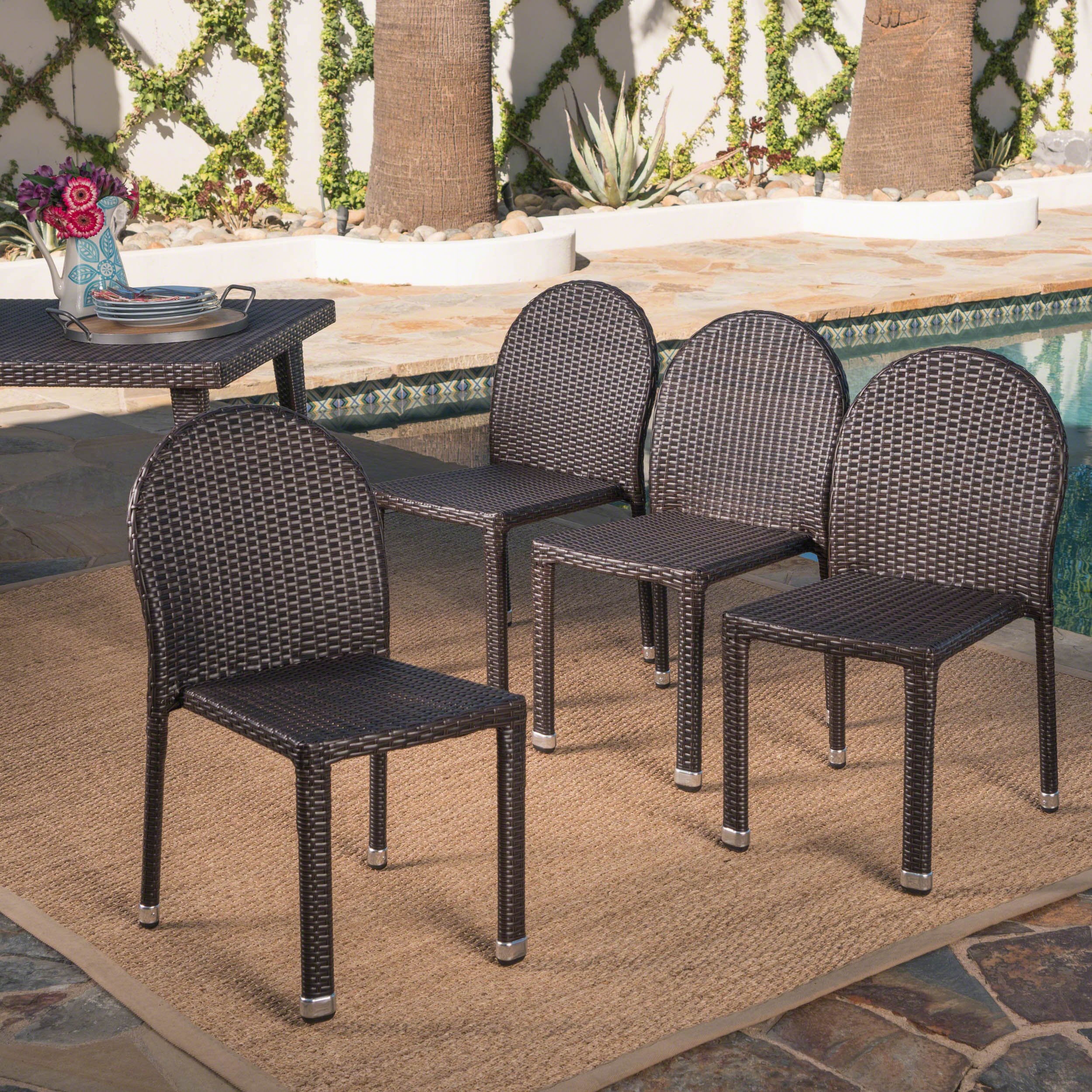 Christopher Knight Home Aurora Outdoor Wicker Stacking Chairs with