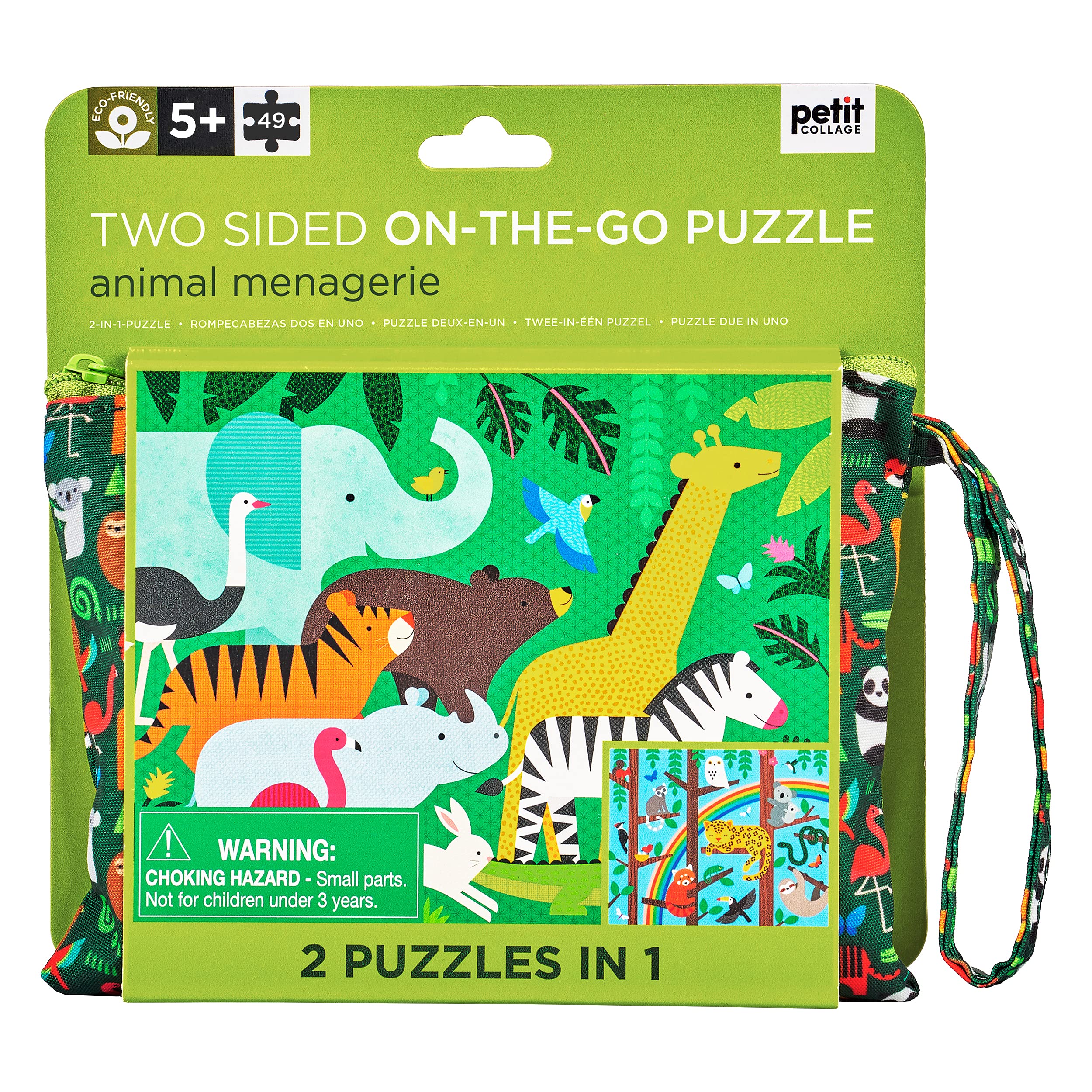 Petit Collage Animal Menagerie Two-sided On-the-Go Puzzle
