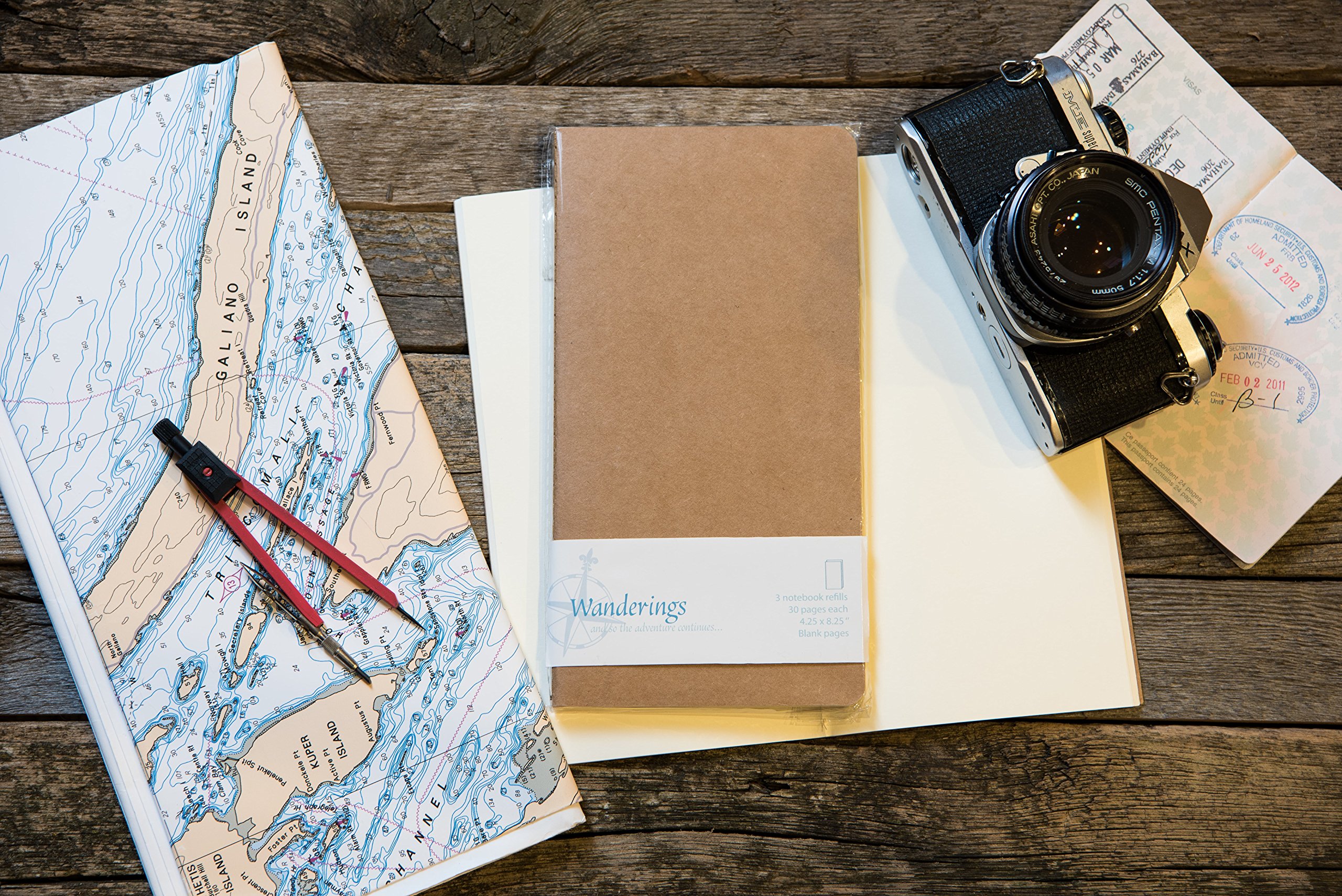WANDERINGS Blank Regular Size Travelers Notebook Inserts | 4.25