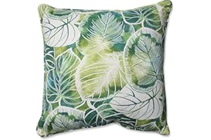 Pillow Perfect Tropic Floral Indoor/Outdoor Accent Throw Pillow, Plush Fill, Weather, and Fade Resistant, Floor - 25" x 25", Green/Ivory Key Cove, 1 Count