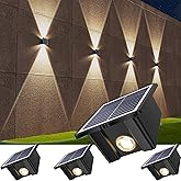 KIALUSH Solar Wall Lights Outdoor 6500K 3000K, 4 Pack 1500mAh Wall Lights Solar Powered, IP65 Outdoor Up and Down Solar Lighting for Wall