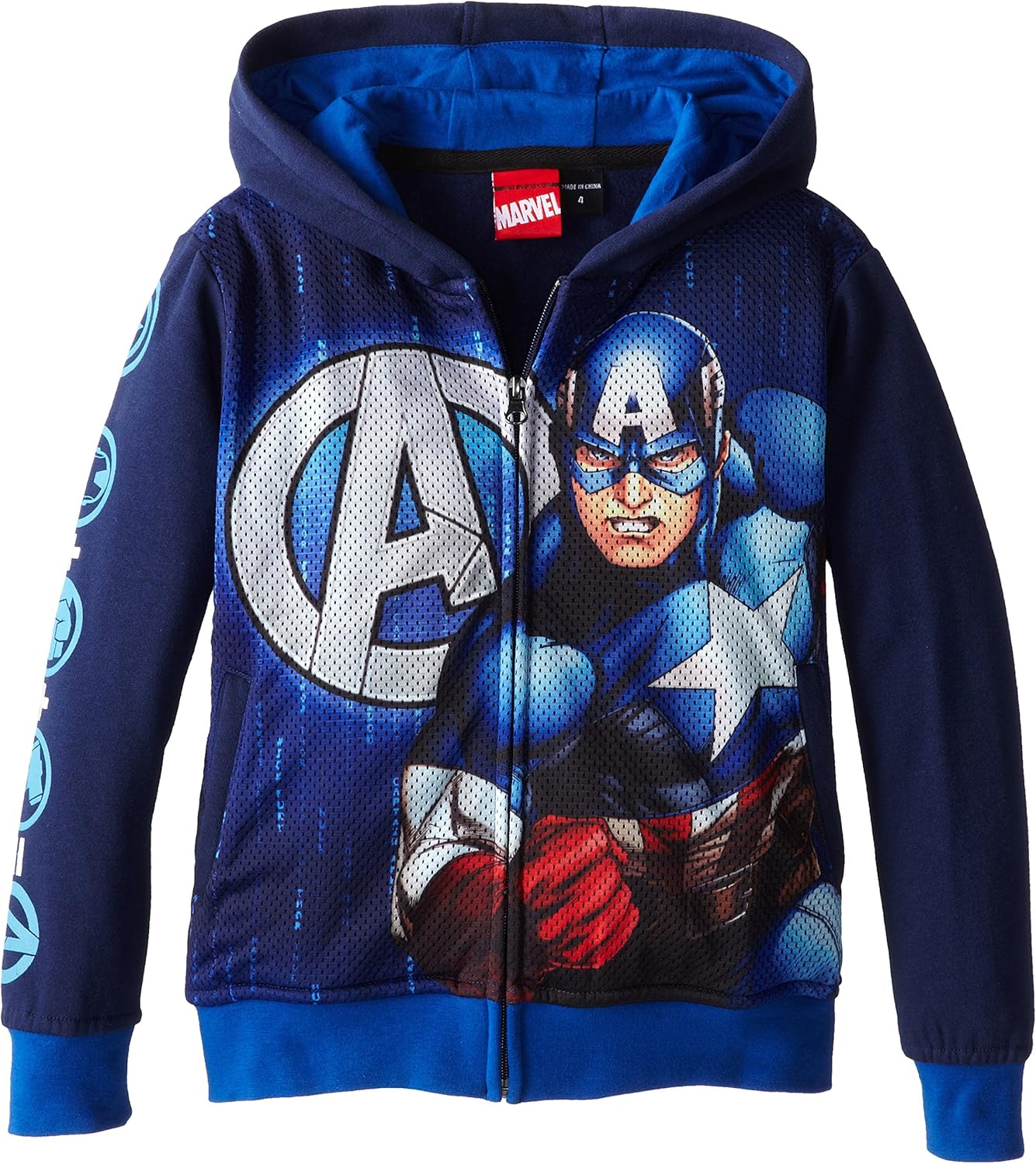 Captain America Sublimated Zip Fleece Kids Hoodie (7 Years) Blue: Amazon.co.uk: Clothing
