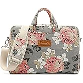 canvaslife Grey Rose Pattern 15 inch Waterproof Laptop Shoulder Messenger Bag for 14 inch to15.6 inch Laptop and MacBook Pro 15 Laptop Case
