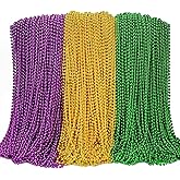 EOBOH 300PCS Mardi Gras Beads, Mardi Gras Green Purple Gold Metallic Beads Necklaces Accessories Bulk, Mardi Gras Carnival Beads Costumes Women Men for Parade Throws Party Decorations Favor Supplies