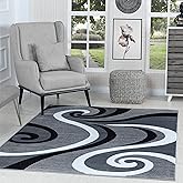 GLORY RUGS Modern Area Rug 5x7 Black Gray Modern Carpet Bedroom Living Room Contemporary Dining Accent Sevilla Collection 4817A (Grey Black)