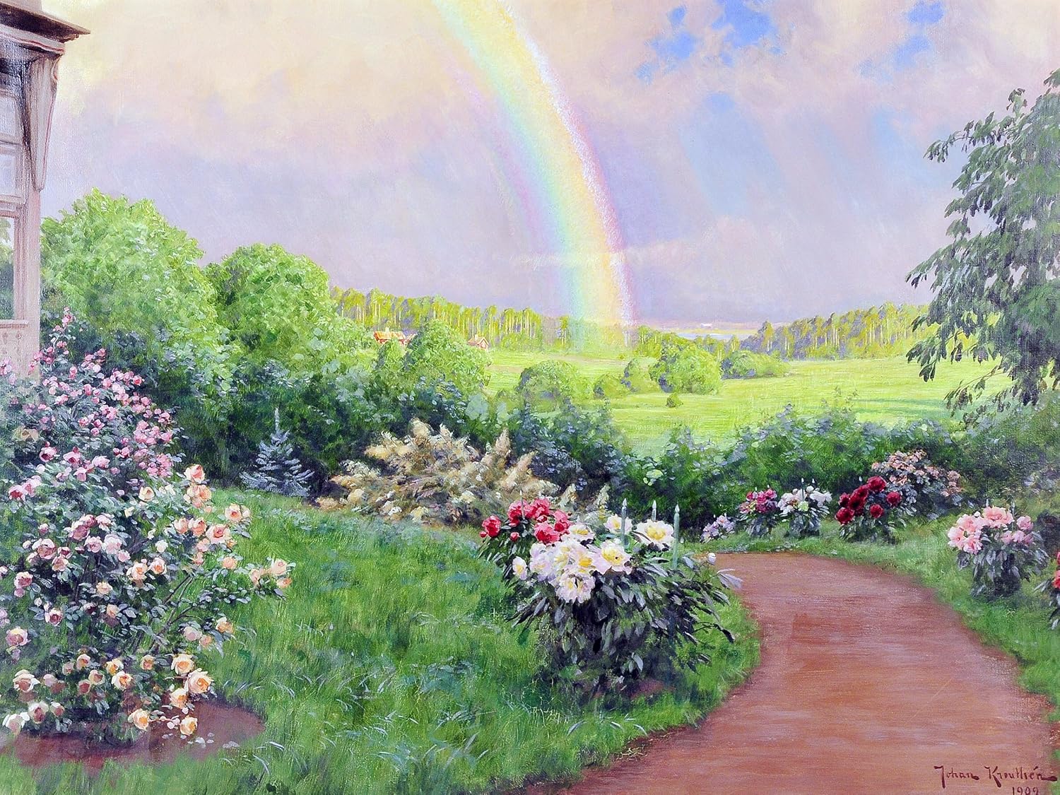 rainbow flowers by J. Krouthen Tile Mural Kitchen Wall Backsplash Marble Ceramic