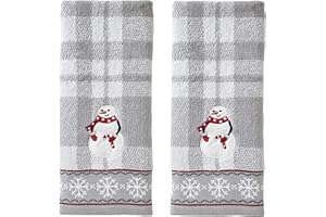 SKL Home Christmas/Winter Whistler Snowman Hand Towel 2pc Set for Bath/Kitchen/Bar & Gift, Gray