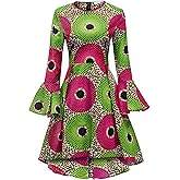 SHENBOLEN Women African Print Dresses Autumn and Winter Long Sleeves Ankara Dress