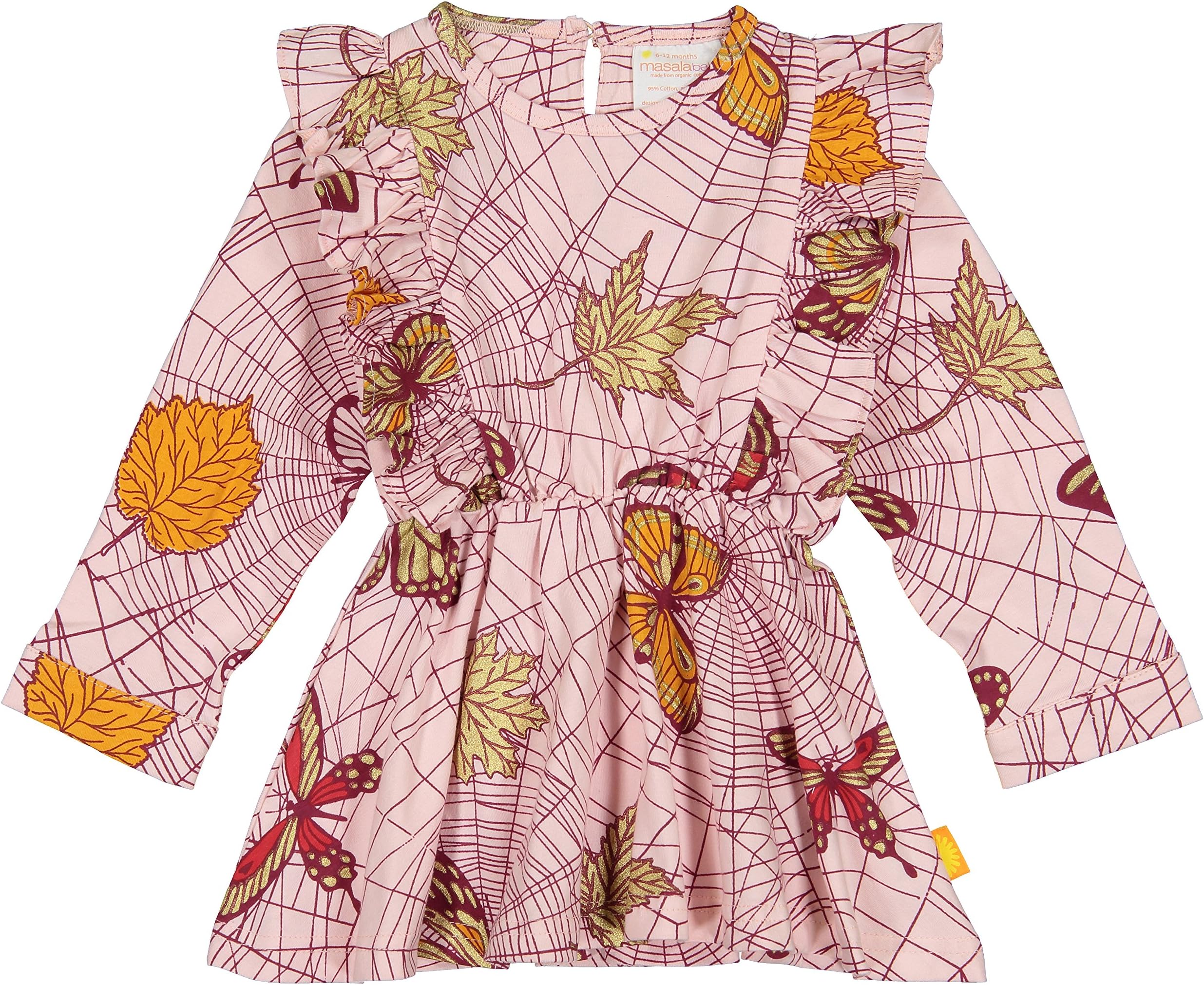 Masala Kids Girls' Little Organic Fantasia Dress Spider Web Powder Pink