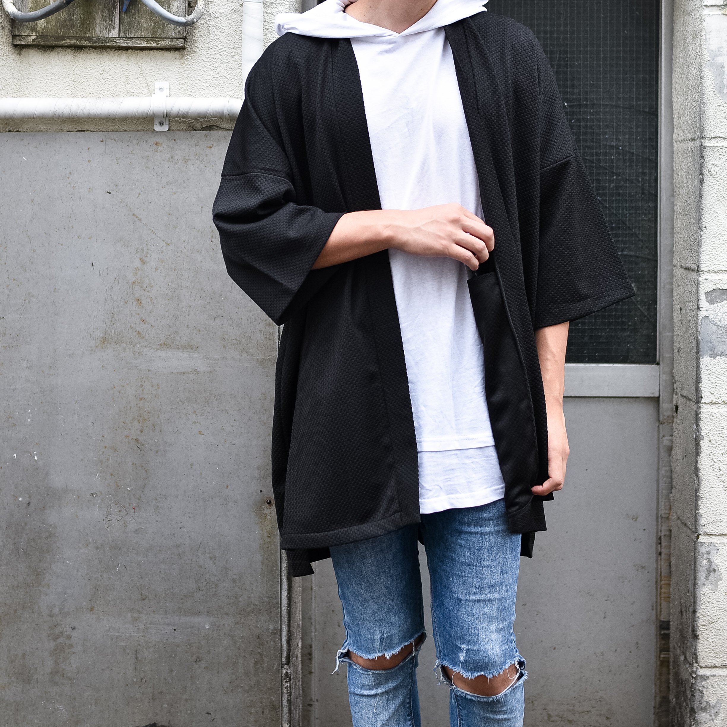 Men's Long Oversized Kimono Cardigan Noragi Street Jacket Haori Man