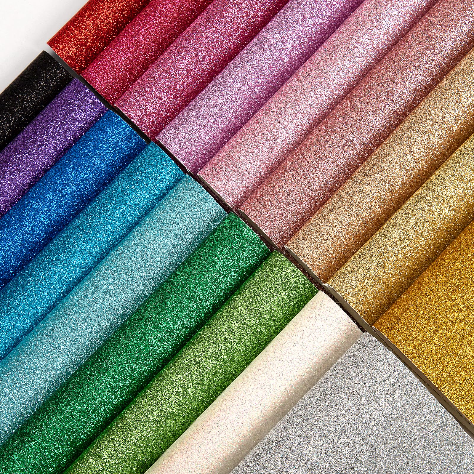 Photo 1 of 18 Pieces Glitter Faux Leather Sheets, 8×12 inches Shiny PU Soft Leather Fabric Colourful Sheets Suitable for Making Bows, Leather Earrings, Hair Accessories DIY Crafts Projects