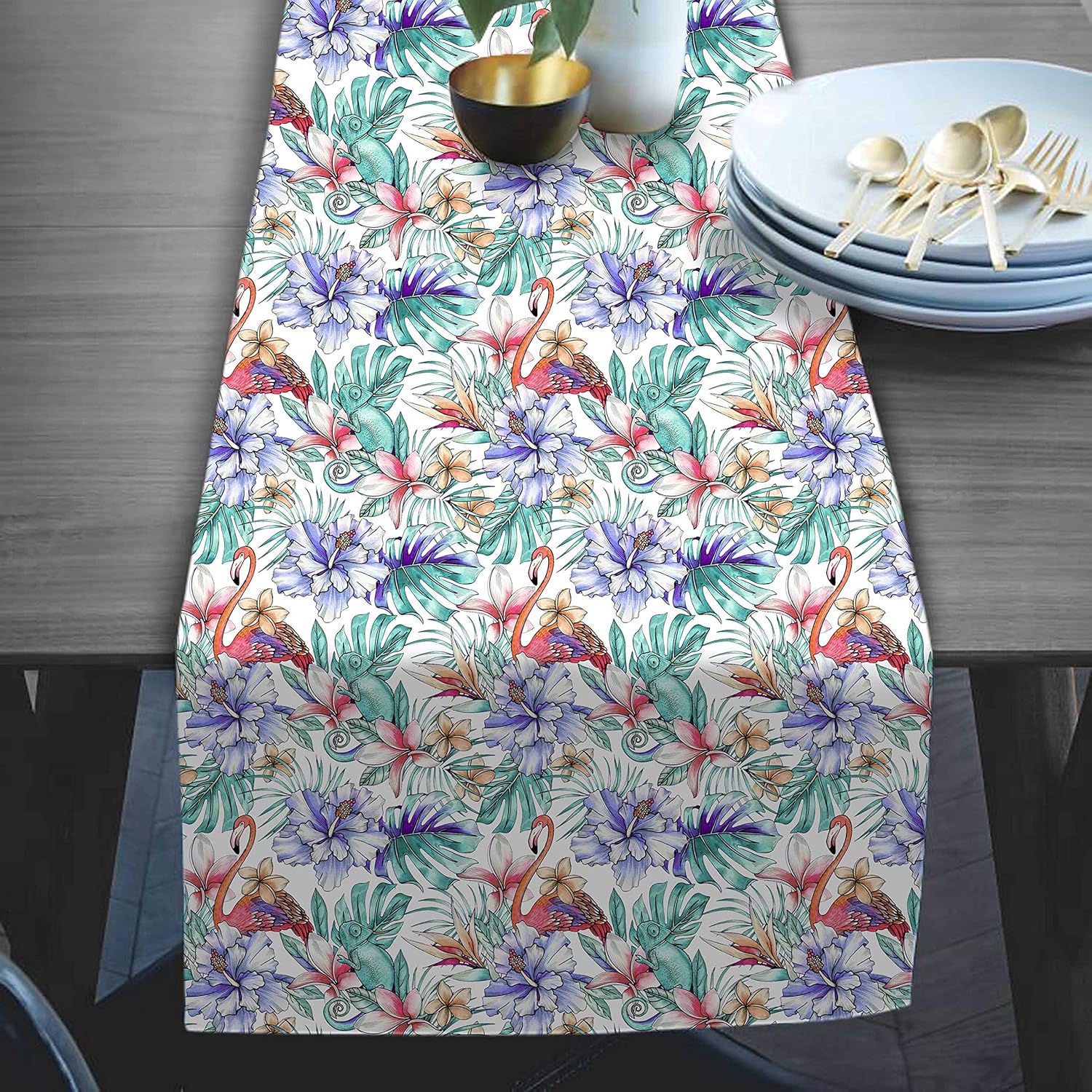 Buy RADANYA Floral Printed Table Runners Tafeta Silk Table Runner Long