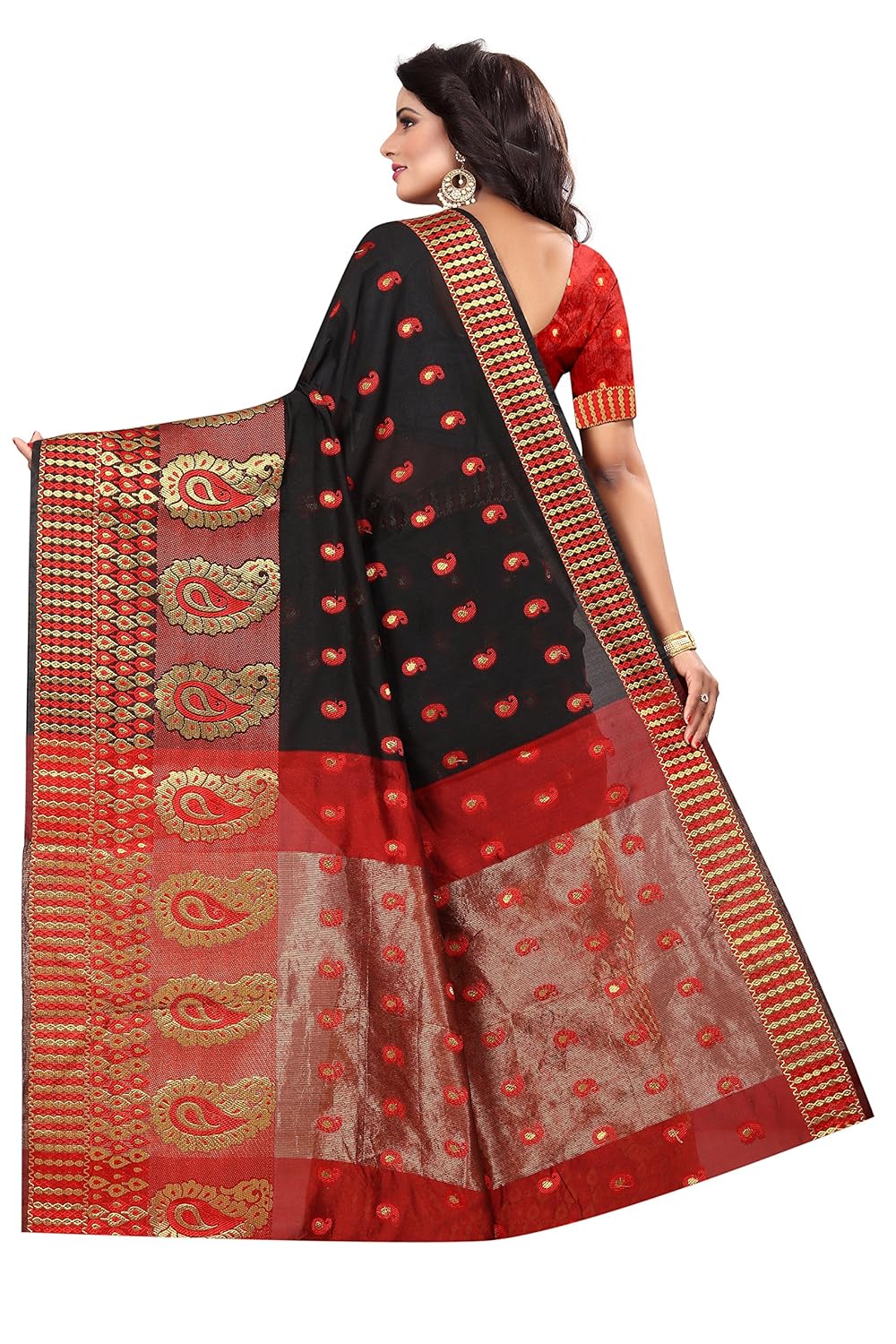 jashvi creation women's cotton saree with blouse piece