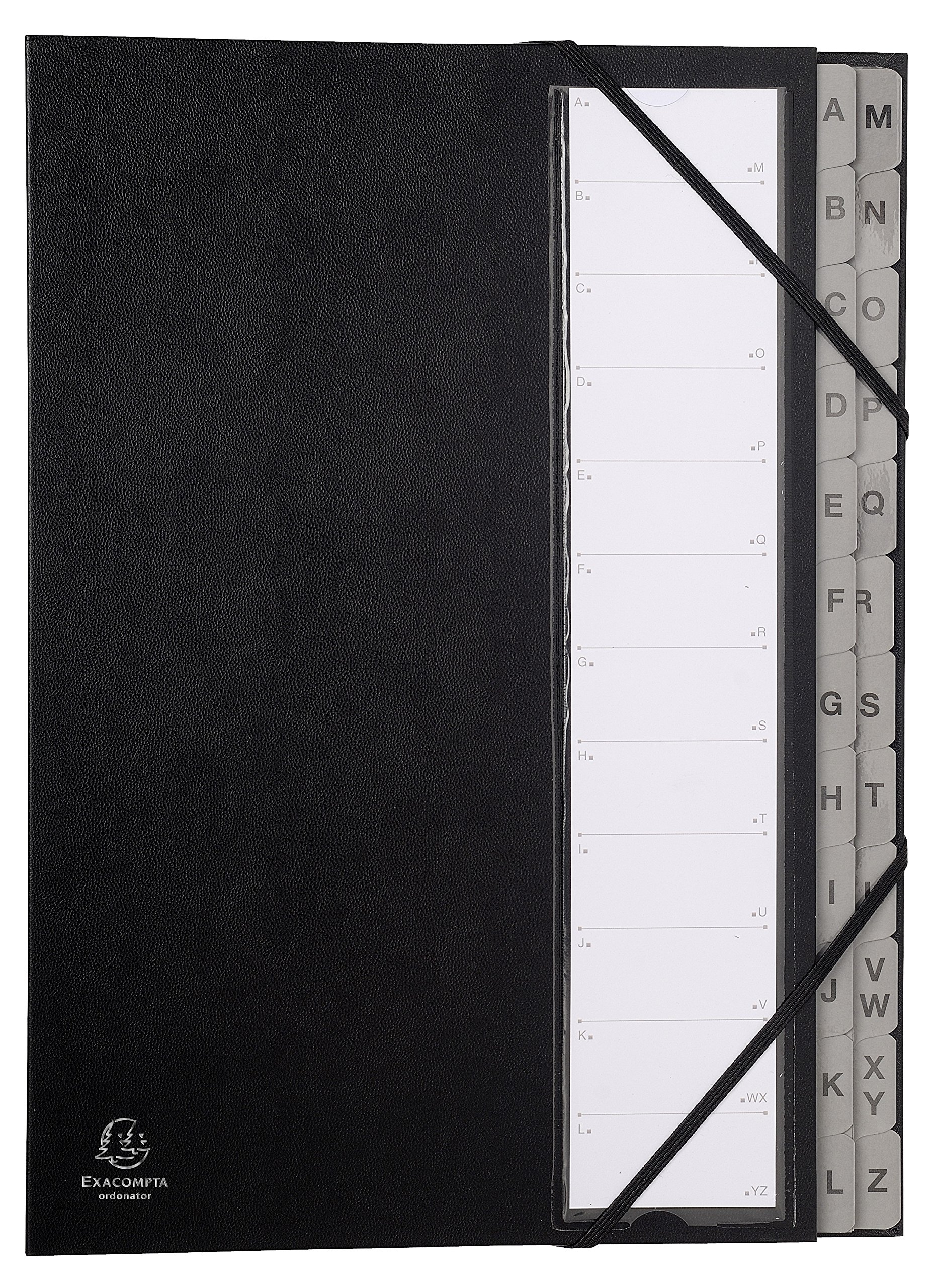 Exacompta - Ref 56090E - Harmonika Multipart File - 235 x 335mm in Size, Suitable for Storing A4 Documents, 225gsm Genuine Pressboard, Expanding Spine, 24 Sections (Alphabetical A-Z) - Black
