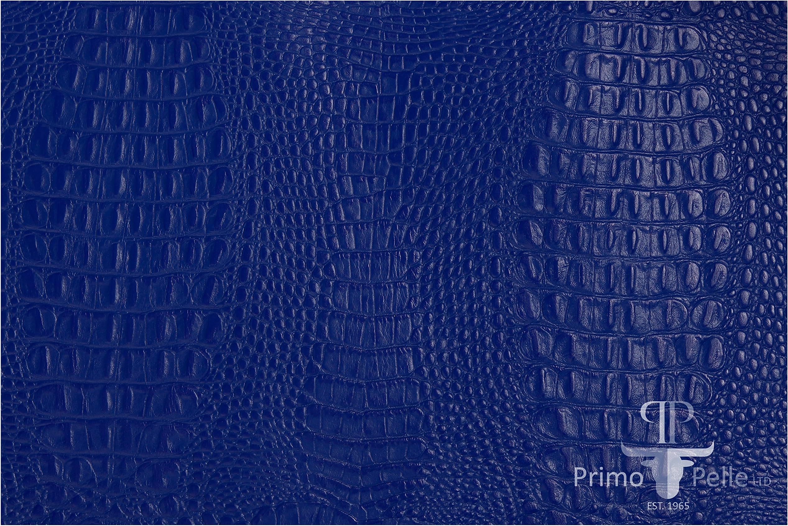 Primo Pelle full grain Leather cowhide CROCODILE embossed design (15 - 18 sq ft, BLUE)