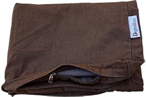 Dogbed4less 40X35X4 Inches Extra Large Size Brown Color Denim Jean Dog Pet Bed External Zipper Cover - Replacement Cover only