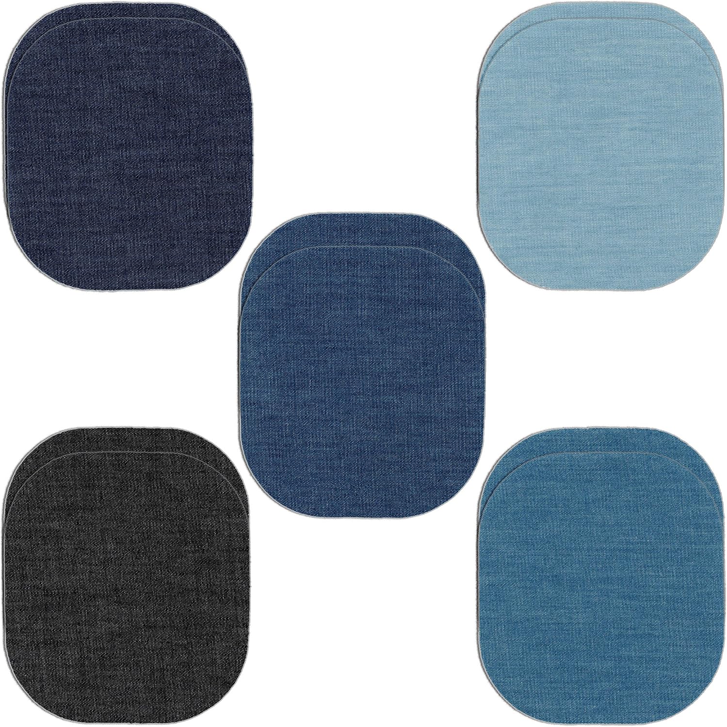 ZEFFFKA Denim Iron-on Jean Patches Inside & Outside Strongest Glue 100% Cotton Assorted Shades of Blue Black Repair Decorating Kit 10 Pieces Size 4-1/4" by 3-3/4" (9.8 cm x 10.8 cm) - Image 4