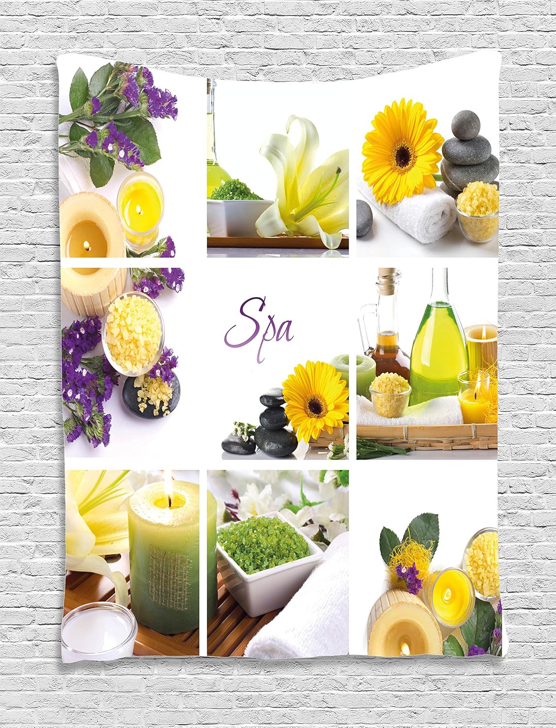 Amazon Com Ambesonne Spa Decor Tapestry Yellow Happy