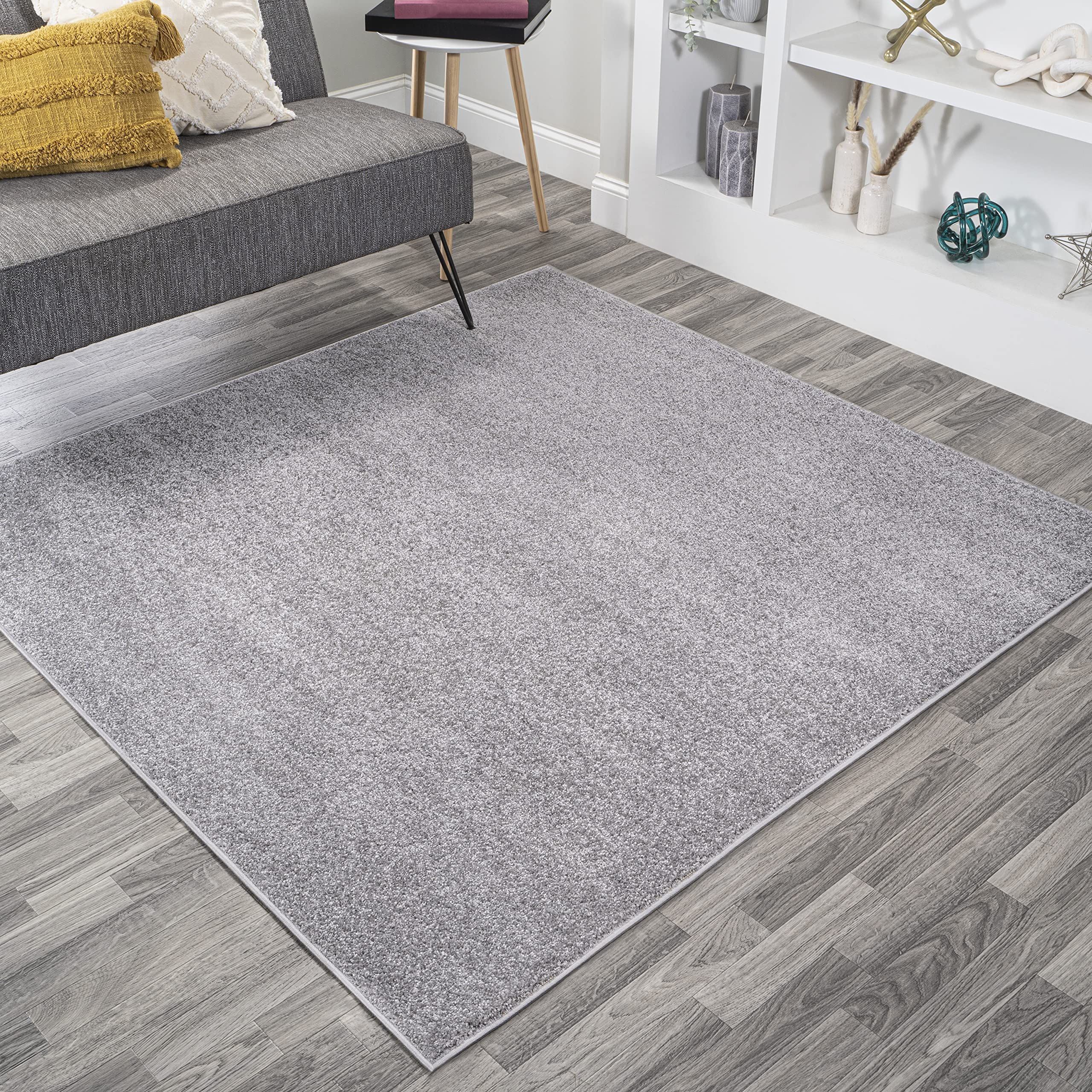JONATHAN Y Haze Solid Low-Pile Gray 9×9 Square Indoor Area Rug, Coastal,Bohemian,Minimalist,Classic, Easy-Cleaning for Living Room,Bedroom,Kitchen,Pet Friendly,Non-Shedding (SEU100A-9SQ)