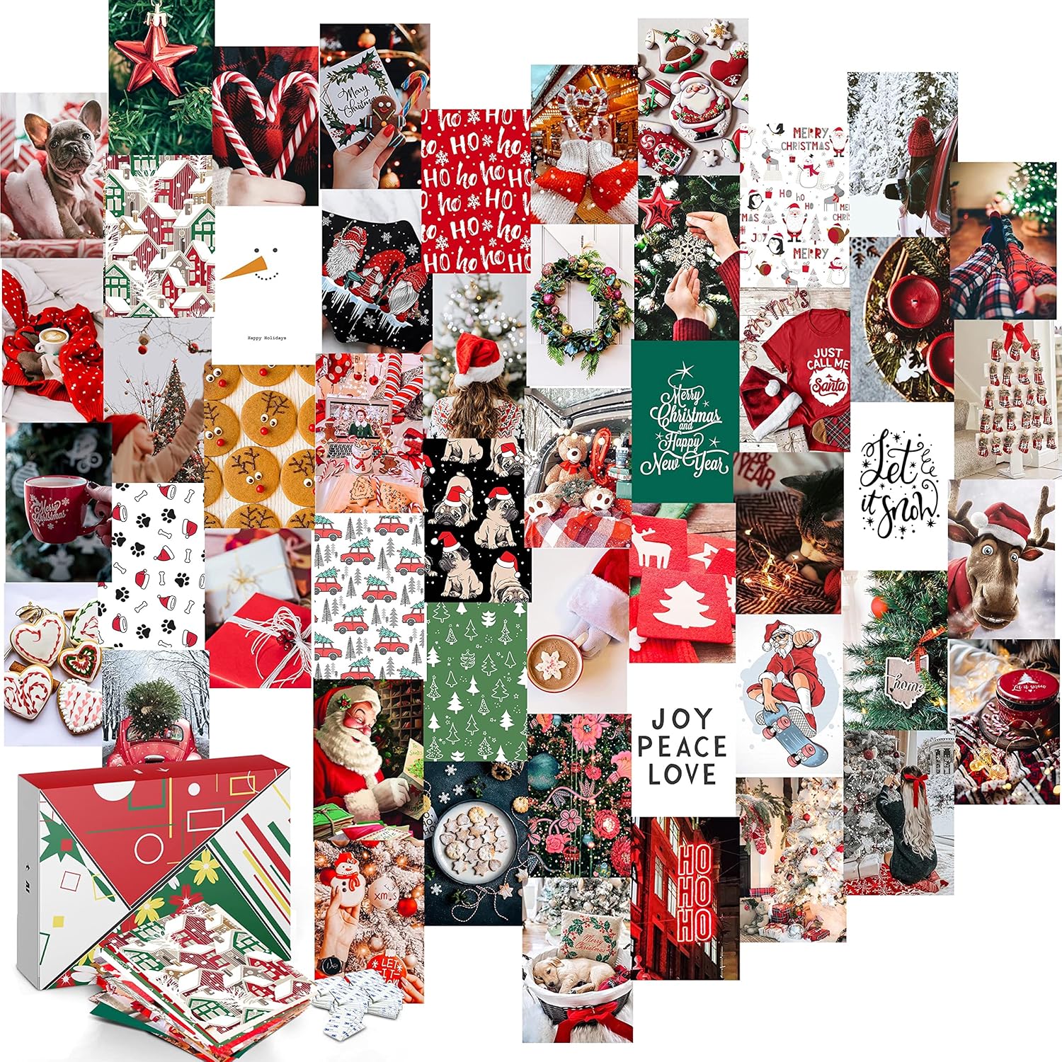 Wall Décor - KOLL DECOR Aesthetic Christmas Collage Wall Kit - 50 Set 4''x6'' Christmas Picture for Wall Aesthetic Wall Collage Kit Decoration for Teen Girls