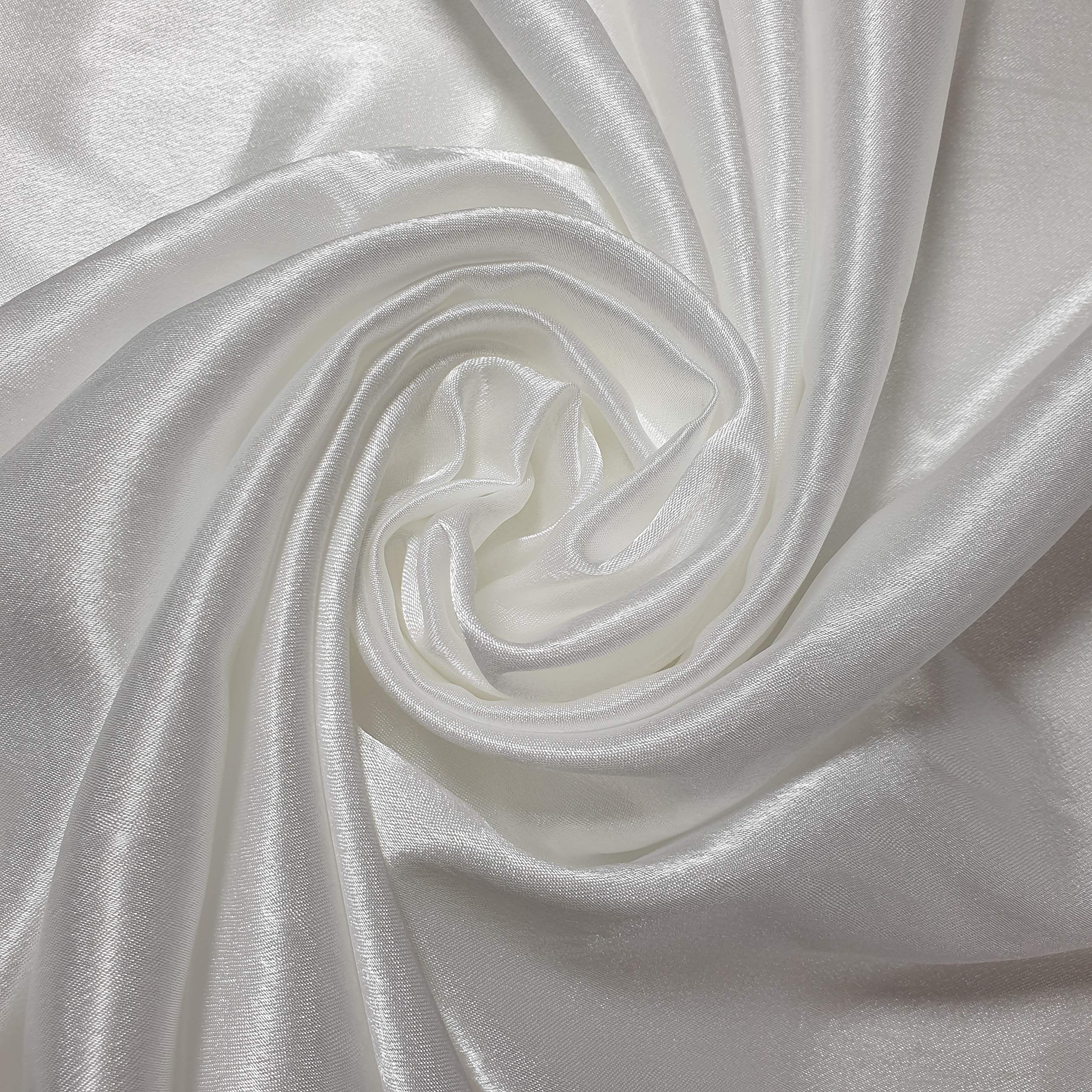 Satin Back Crepe Fabric Polyester Dress Decoration Drape Material 58" (White, 2 Meter)