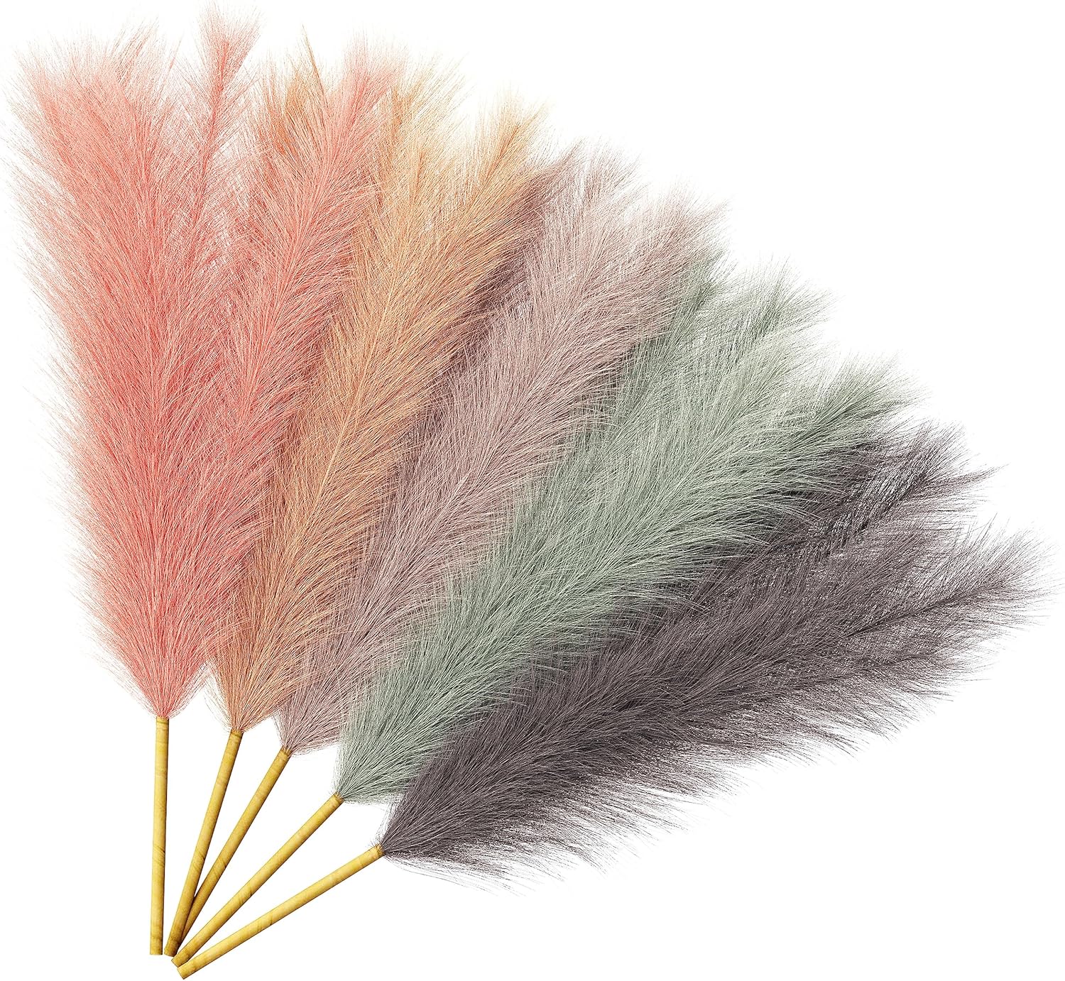 Dried & Preserved Flora - Art Vagon Faux Pampas Grass 17.7 Inch 5pcs, Artificial Pampas Grass Pink Living Room Bedroom Decoration, Colorful Pampas Grass Short, Boho Fluffy Feather for Home Office ,Wedding Party Arch Decor