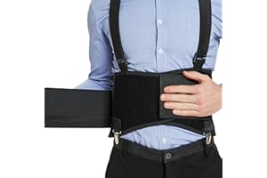 NEOtech Care Lumbar Brace with Removable Pants Clips & Detachable Suspenders - Back Support Belt - Adjustable, Light, Breatha