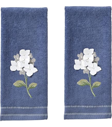 Lot De 2 Serviettes De Table Brodées Main Motifs Floraux - Fait Main En France - Neuf