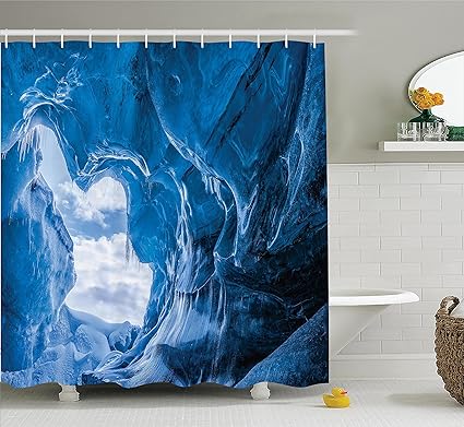 Amazon Com Ambesonne Natural Cave Decor Shower Curtain Glacier