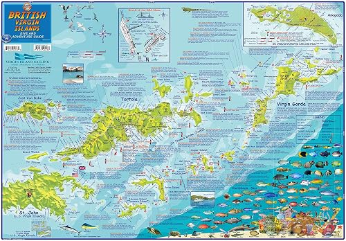 Uttse BVI Dive Map Laminated Poster, Blue, 18.5 x 26 inches, Travel ...
