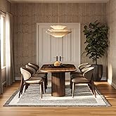 Rugs USA x Carmeon Hamilton Striped 7' x 9' Wool Area Rug for Living Room Bedroom Dining Room, Grey
