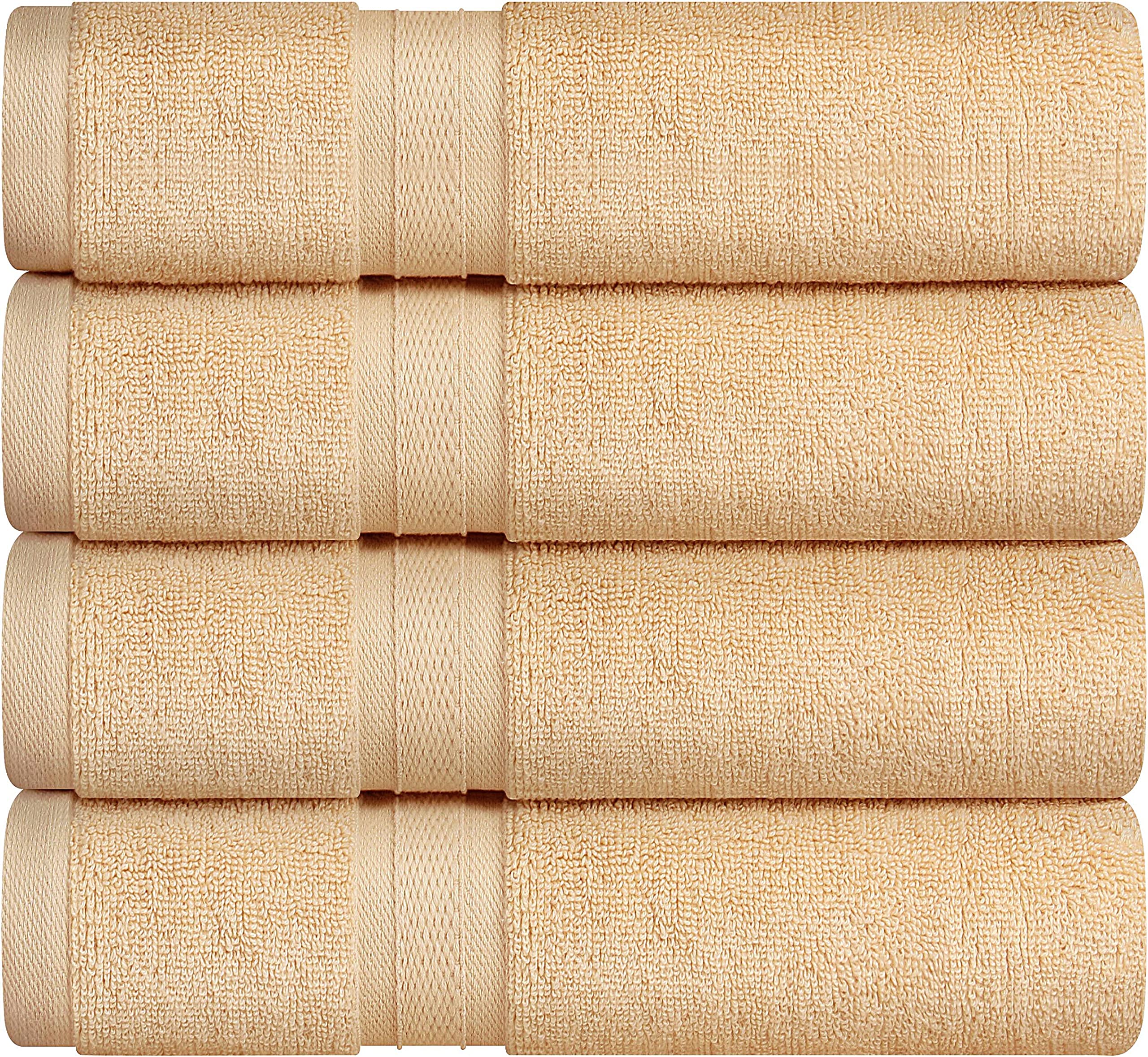 Towel and Linen Mart 100% Cotton - Wash Cloth Set - Pack of 4,Luxurious, Absorbent and Soft Perfect for Daily Use (12 x 12 White & Beige 4 PK)