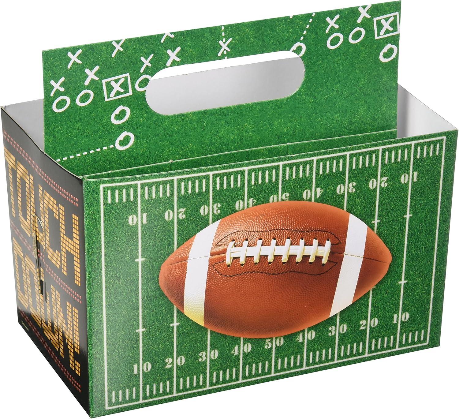 amscan Football Frenzy Birthday Party Multi-Purpose Caddy Tableware, Green/Black, 7" x 7 1/2" x 4 1/2"