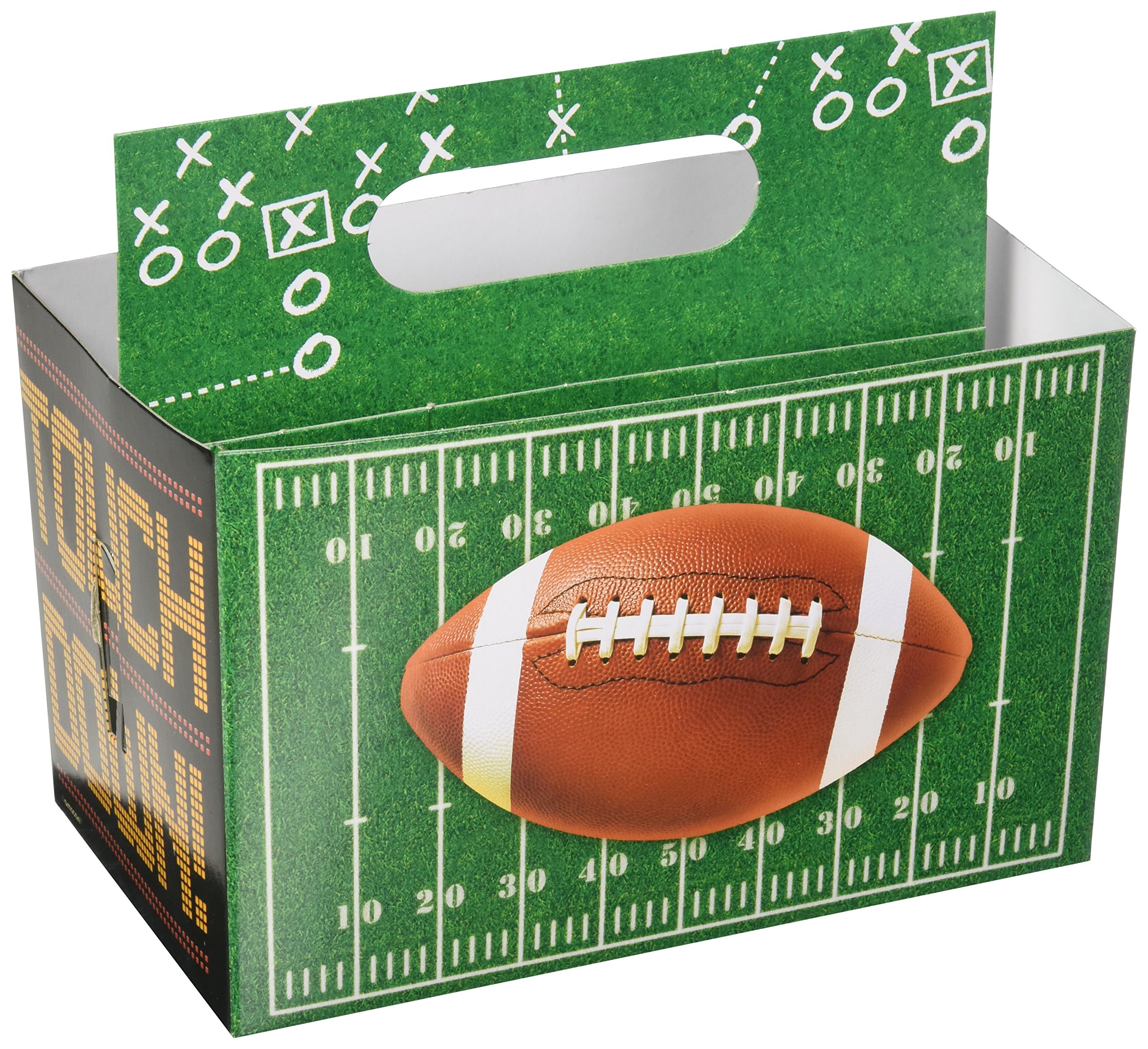 amscan Football Frenzy Birthday Party Multi-Purpose Caddy Tableware, Green/Black, 7" x 7 1/2" x 4 1/2"