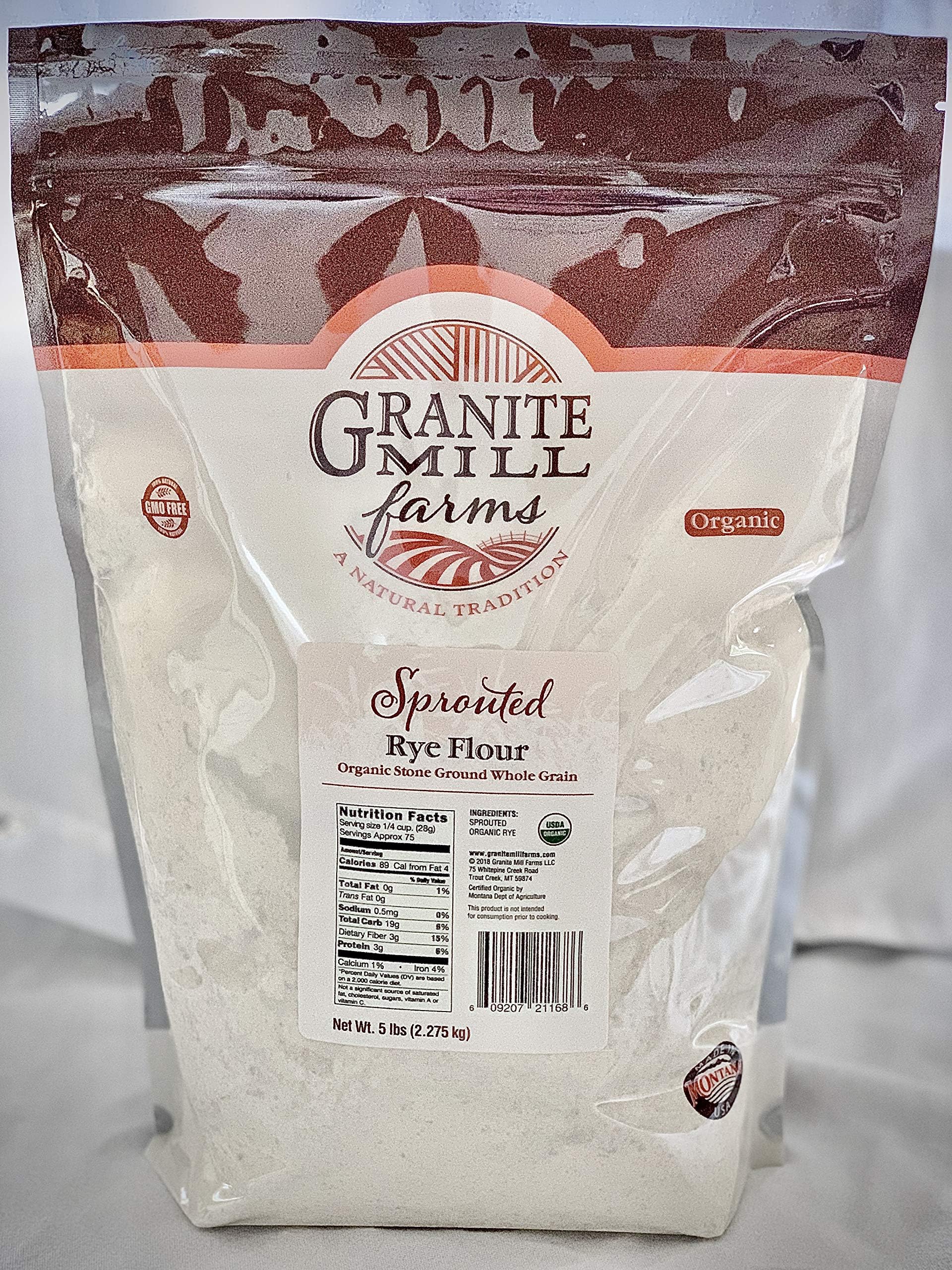 Stone Ground Sprouted Organic Rye Flour, 30 oz