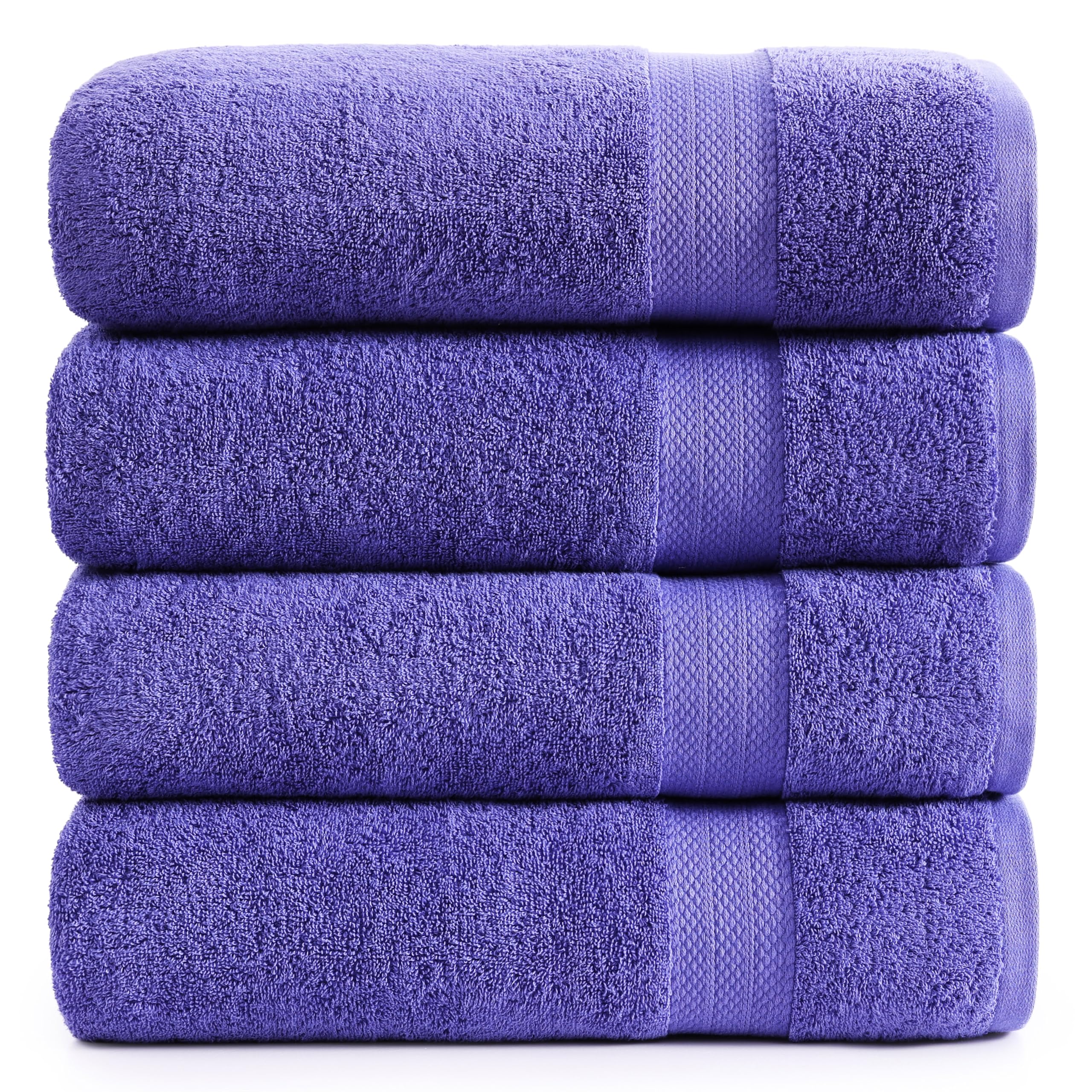 Photo 1 of LANE LINEN 100% Cotton Bath Towels Set of 4 (28"x54") - Ring Spun Mercerized Cotton Bathroom Towel Set - Quick Dry, Soft & Absorbent Large Bath Towels - Holds Well After Multiple Washes - Blue Irish