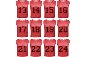 Athllete 12 pcs Duramesh Pinnies/Scrimmage Vest - Kids Youth and Adult Pinnies, Numbered Penny Jerseys for Soccer