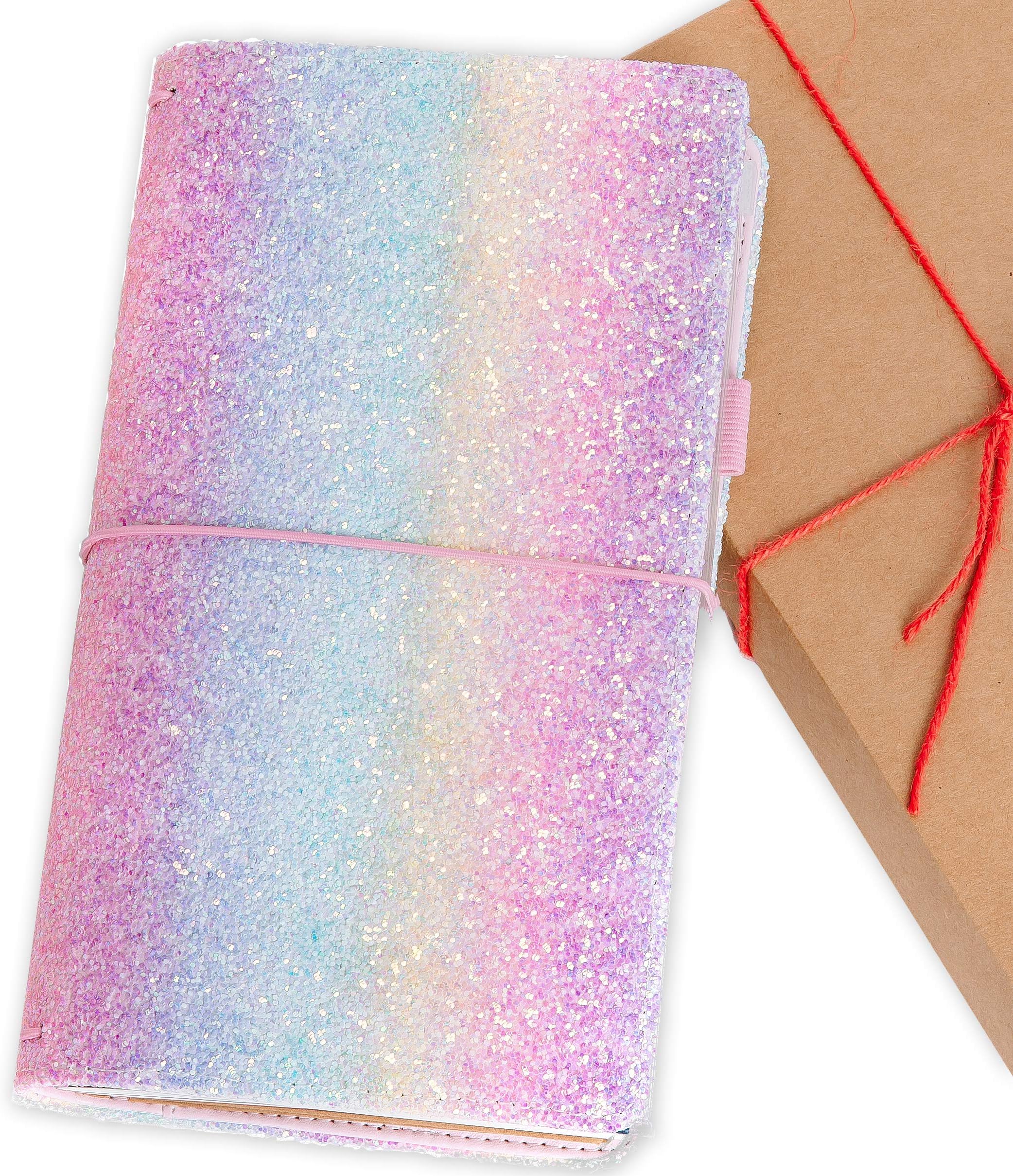 Travel Journal InnoBeta, Leather Journal, Refillable Travellers Notebook, Diary for Adults & Teens, 3 Different Inserts Included (Blank/Lined/Grid), Ideal for Traveling, Sketching - Rainbow
