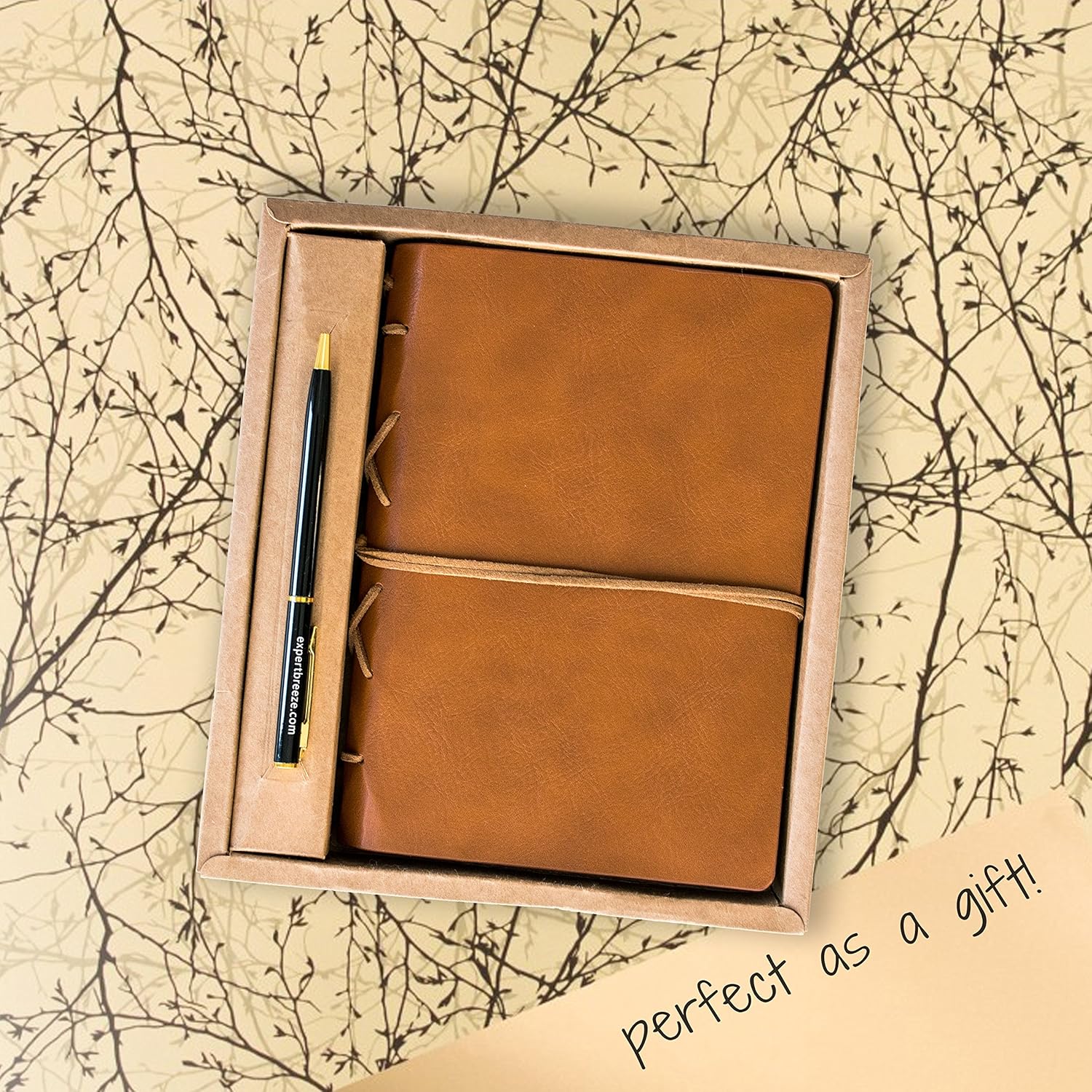 Troex PU Leather Journal Writing Notebook with Ballpoint Pen - Image 3