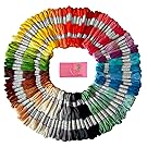 Premium Rainbow Colour Embroidery Floss - Cross Stitch Threads - Friendship Bracelets Floss - Crafts Floss - 105 Skeins Per Pack and Free Set of High Quality Embroidery Needles
