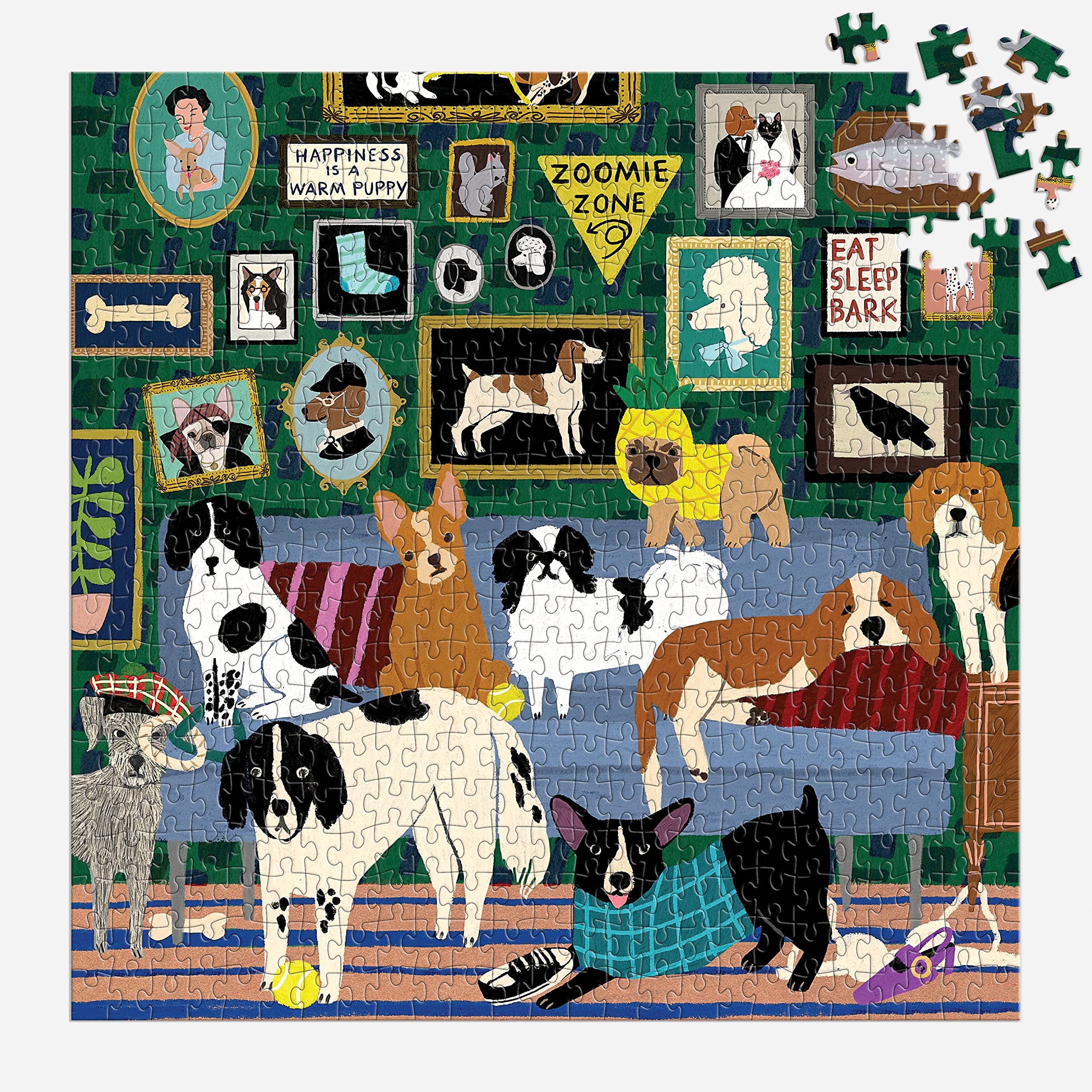 Galison Lounge Dogs – 500 Piece Puzzle Fun and Challenging Activity with Bright and Bold Artwork of Dogs Lounging Around for Adults and Families